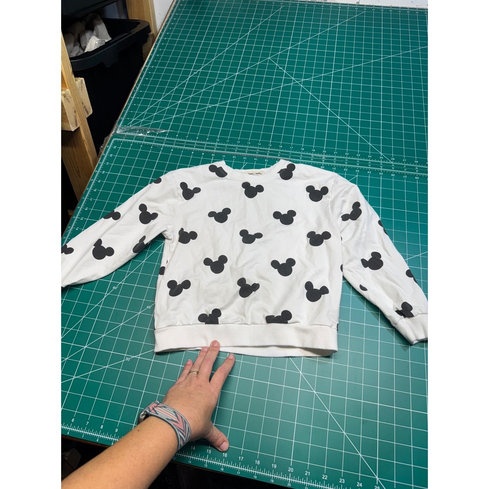 Elisabeth + Faith Mickey Mouse Silhouette Sweatshirt White Black Size 6Y